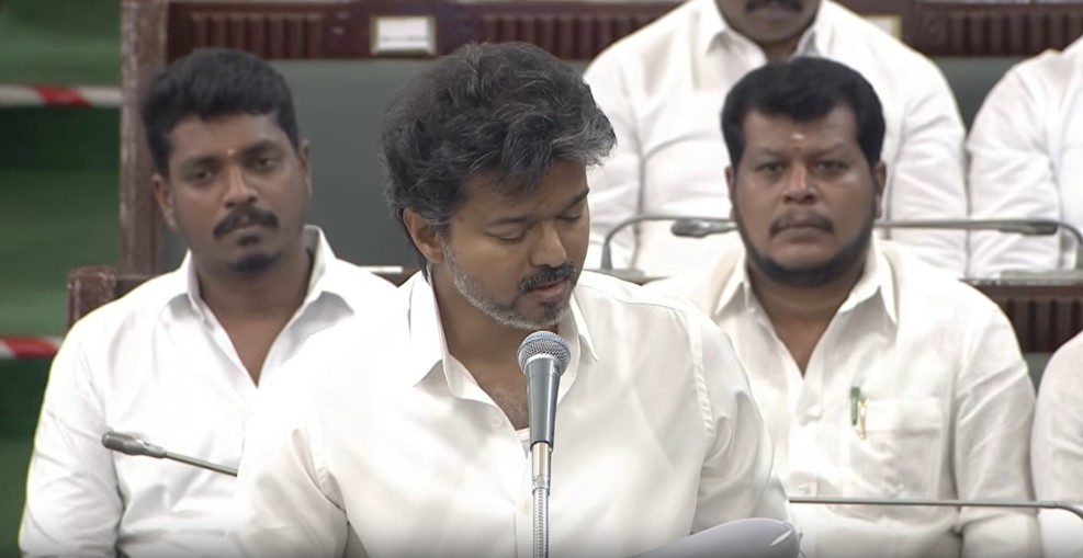 CM Vijay moves Assembly resolution to ensure 'Tamil Thai Vazhthu' is sung first at state functions