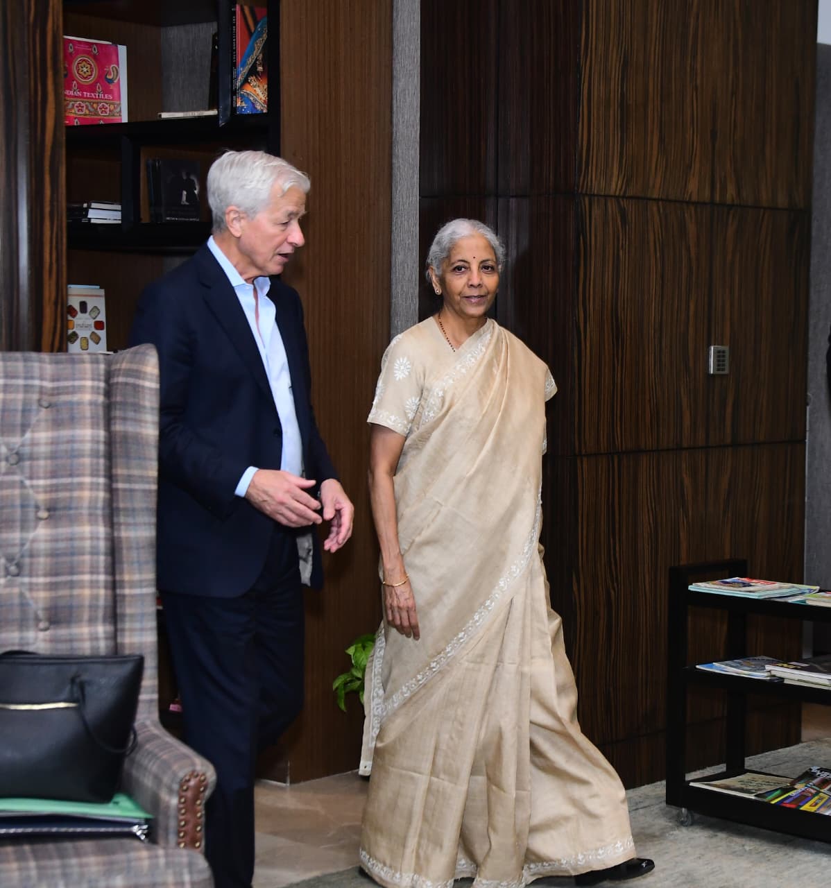 FM Sitharaman meets JPMorgan CEO Jamie Dimon in Mumbai